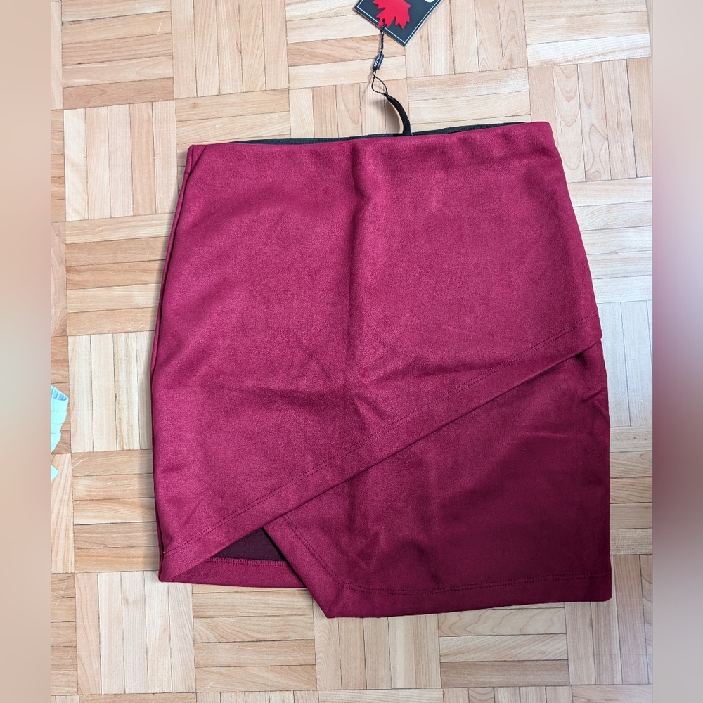 Women’s Asymmetric Burgundy Mini Skirt